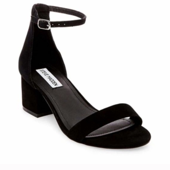 NEW! Steve Madden Irenee Block Heel Women Sandals Size 8.5 M Black Suede - Picture 2 of 9